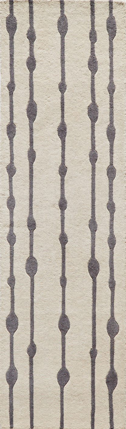 Gray Delhi DL-64 rug runner, 2' x 8', with vertical striped pattern and oval accents.