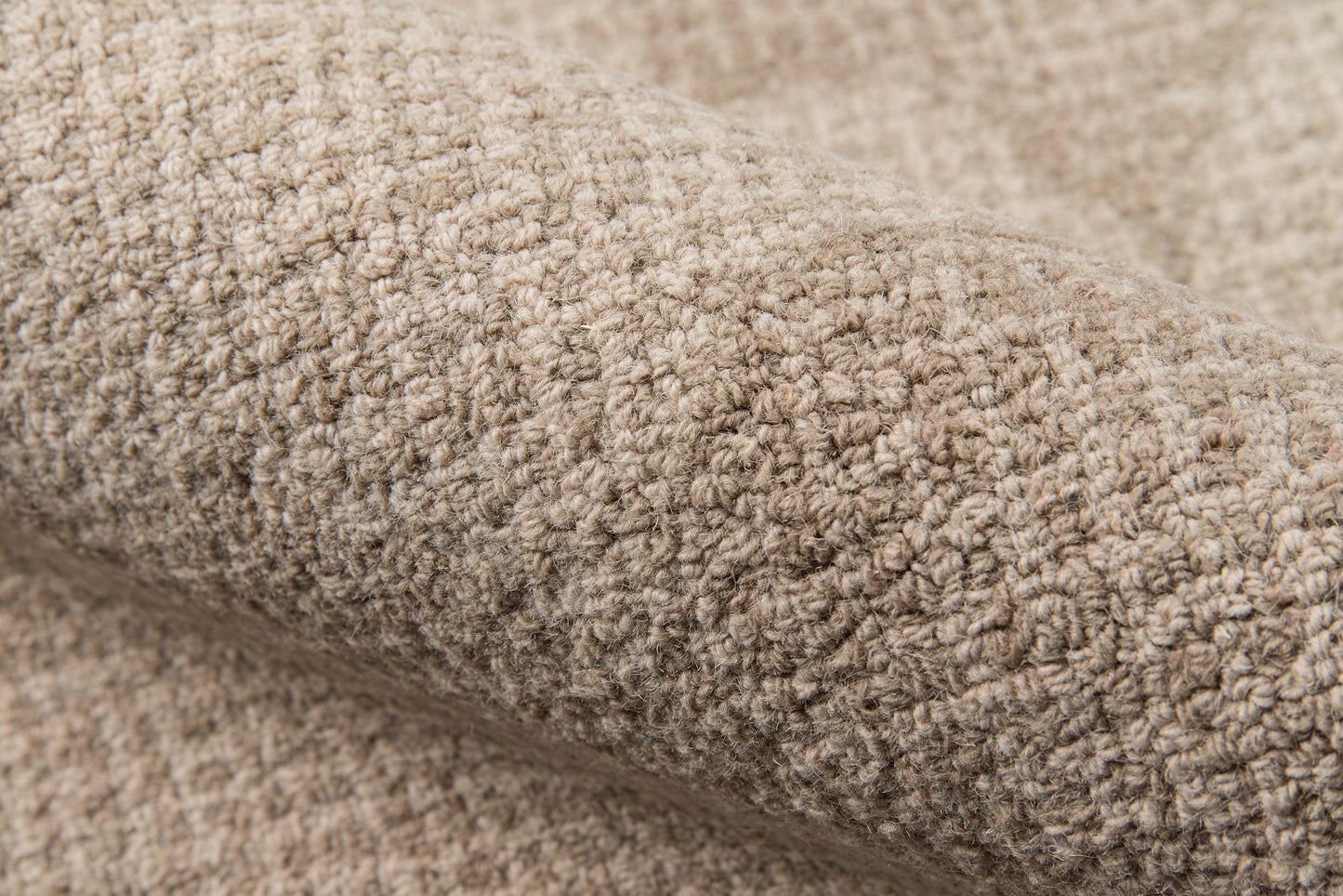 Beige boucle fabric close-up with chunky looped pile; rug texture, 4' x 6' rug.