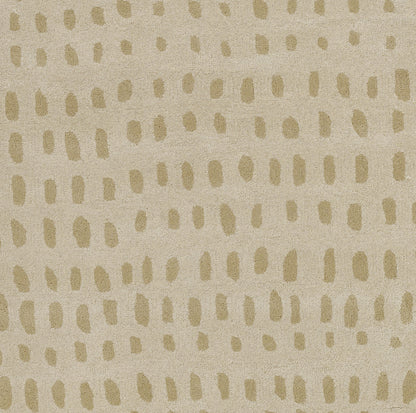 Beige linen‑like rug with a repeating grid of tan oval brushstroke dots.
