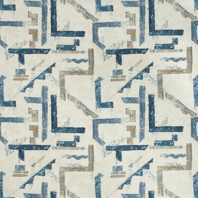 KRAVET BASICS PRINT GEOMETRIC BLUE,GREY,IVORY   - DESSAU.5.0