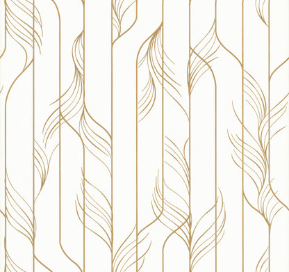 York Wallcoverings Candice Olson Decadence II Elemental Thread White and Gold Wallpaper Modern Stripes Whites and Off-Whites   - DF3301