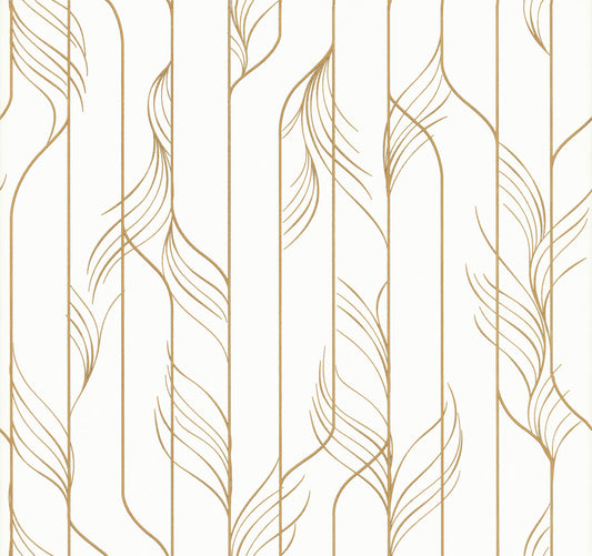 York Wallcoverings Candice Olson Decadence II Elemental Thread White and Gold Wallpaper Modern Stripes Whites and Off-Whites   - DF3301