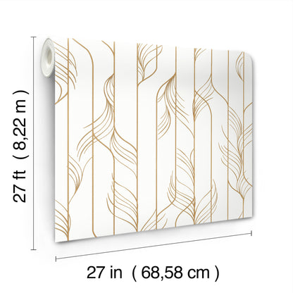 York Wallcoverings Candice Olson Decadence II Elemental Thread White and Gold Wallpaper Modern Stripes Whites and Off-Whites   - DF3301