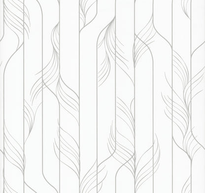 York Wallcoverings Candice Olson Decadence II Elemental Thread White and Silver Wallpaper Modern Stripes Whites and Off-Whites   - DF3302