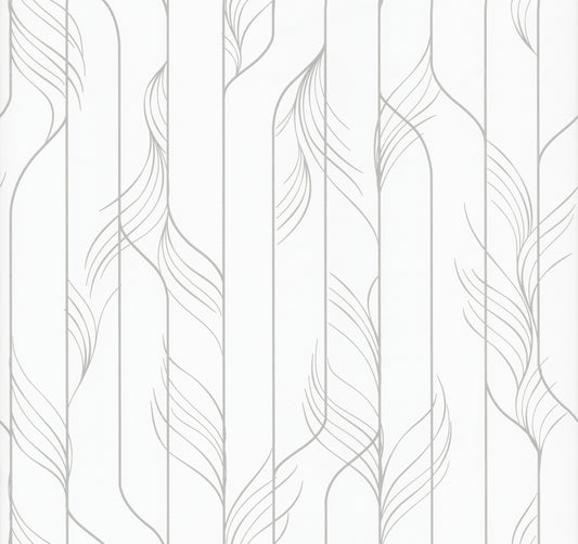York Wallcoverings Candice Olson Decadence II Elemental Thread White and Silver Wallpaper Modern Stripes Whites and Off-Whites   - DF3302