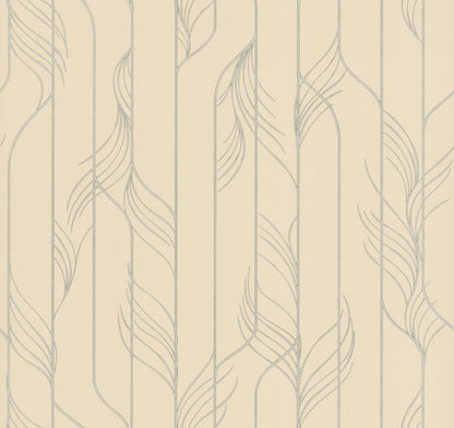 York Wallcoverings Candice Olson Decadence II Elemental Thread Neutral Pearl and Silver Wallpaper Modern Stripes Beiges   - DF3303