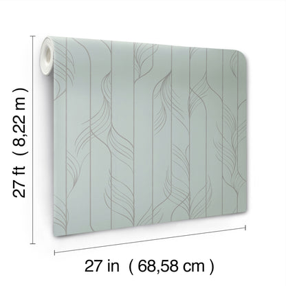 Square wallpaper with blue & silver stripes; 27 x 27 inches.