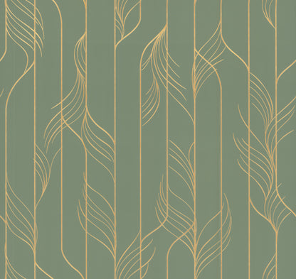 York Wallcoverings Candice Olson Decadence II Elemental Thread Green and Gold Wallpaper Modern Stripes Greens   - DF3306