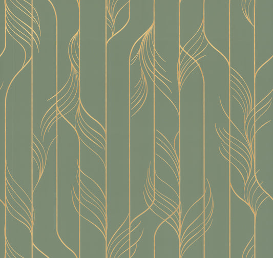 York Wallcoverings Candice Olson Decadence II Elemental Thread Green and Gold Wallpaper Modern Stripes Greens   - DF3306