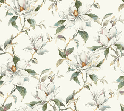 York Wallcoverings Candice Olson Decadence II Garden Jewels White Wallpaper Traditional Florals Whites and Off-Whites   - DF3311