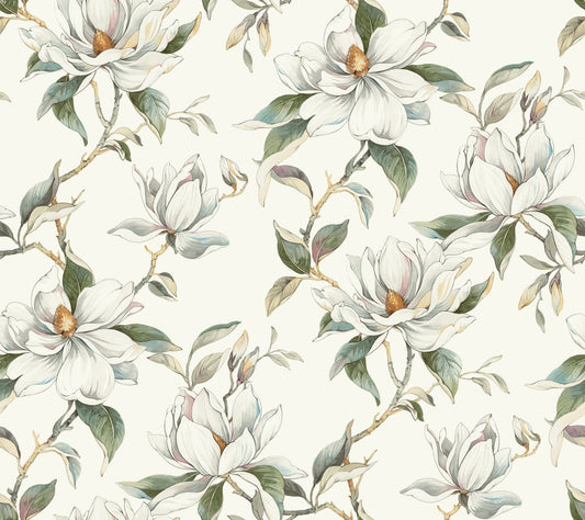 York Wallcoverings Candice Olson Decadence II Garden Jewels White Wallpaper Traditional Florals Whites and Off-Whites   - DF3311