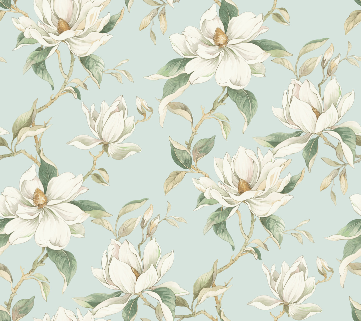 York Wallcoverings Candice Olson Decadence II Garden Jewels Spa Wallpaper Traditional Florals Blues   - DF3315