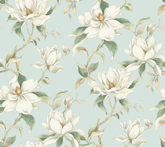 York Wallcoverings Candice Olson Decadence II Garden Jewels Spa Wallpaper Traditional Florals Blues   - DF3315