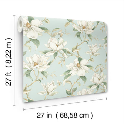 York Wallcoverings Candice Olson Decadence II Garden Jewels Spa Wallpaper Traditional Florals Blues   - DF3315