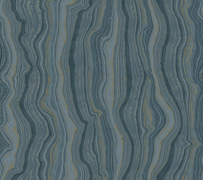 York Wallcoverings Candice Olson Decadence II Mineral Shimmer Denim and Gold Wallpaper Modern Bohemian Blues   - DF3321