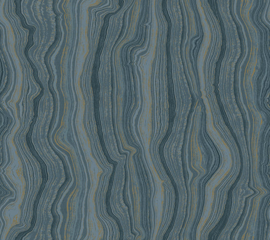 York Wallcoverings Candice Olson Decadence II Mineral Shimmer Denim and Gold Wallpaper Modern Bohemian Blues   - DF3321