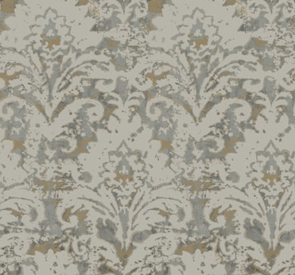 York Wallcoverings Candice Olson Decadence II Velvet Crush Damask Taupe and Gold Wallpaper Traditional Damasks Browns   - DF3331