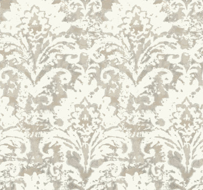 York Wallcoverings Candice Olson Decadence II Velvet Crush Damask Soft Neutral and Pearl Wallpaper Traditional Damasks Beiges   - DF3333
