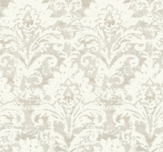 York Wallcoverings Candice Olson Decadence II Velvet Crush Damask Cream and Pearl Wallpaper Traditional Damasks Whites and Off-Whites   - DF3334