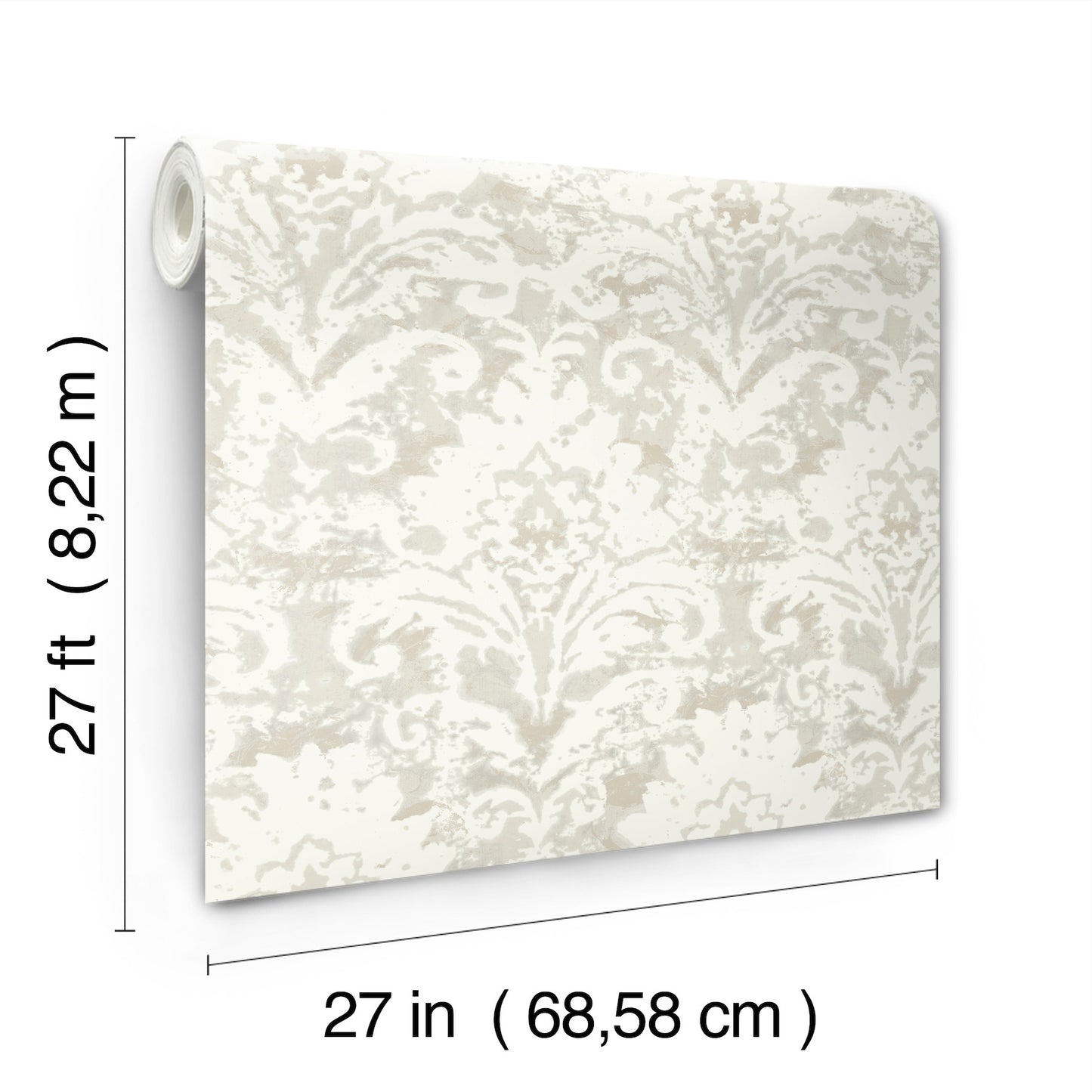 York Wallcoverings Candice Olson Decadence II Velvet Crush Damask Cream and Pearl Wallpaper Traditional Damasks Whites and Off-Whites   - DF3334