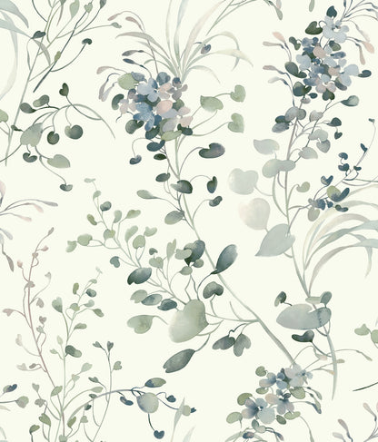 York Wallcoverings Candice Olson Decadence II Spring Whispers Jade Wallpaper Transitional Botanical Whites and Off-Whites   - DF3341