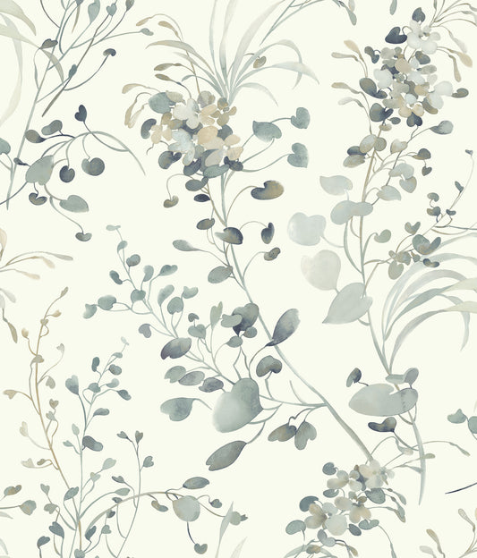 York Wallcoverings Candice Olson Decadence II Spring Whispers Moss Wallpaper Transitional Botanical Whites and Off-Whites   - DF3344