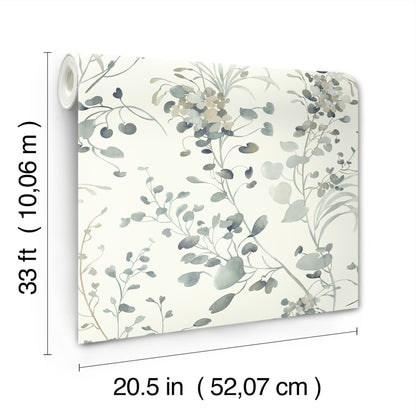 York Wallcoverings Candice Olson Decadence II Spring Whispers Moss Wallpaper Transitional Botanical Whites and Off-Whites   - DF3344