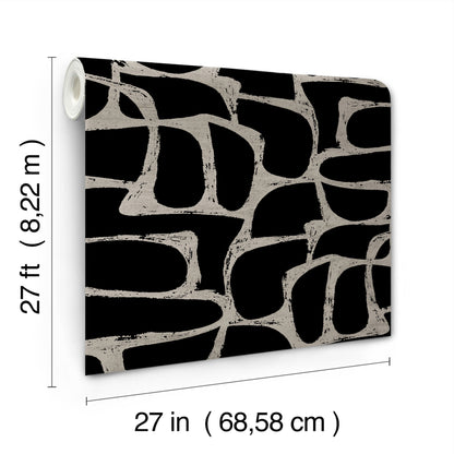 York Wallcoverings Candice Olson Decadence II Craftsman Geometric Black Wallpaper Modern Geometrics Blacks   - DF3352