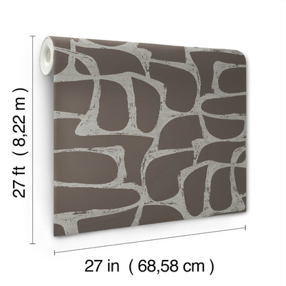 York Wallcoverings Candice Olson Decadence II Craftsman Geometric Mocha Wallpaper Modern Geometrics Whites and Off-Whites   - DF3355