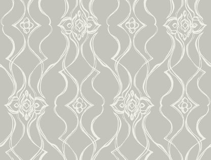 York Wallcoverings Candice Olson Decadence II Pirouette Grey Wallpaper Traditional Damasks Greys   - DF3374