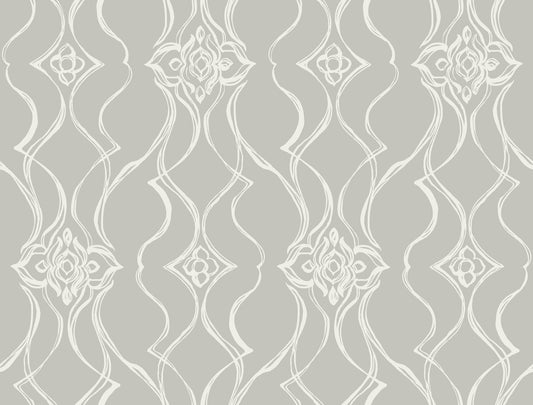 York Wallcoverings Candice Olson Decadence II Pirouette Grey Wallpaper Traditional Damasks Greys   - DF3374