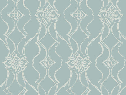 York Wallcoverings Candice Olson Decadence II Pirouette Spa Wallpaper Traditional Damasks Blues   - DF3376