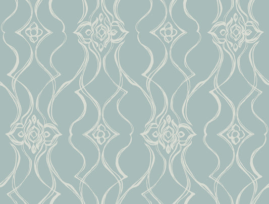 York Wallcoverings Candice Olson Decadence II Pirouette Spa Wallpaper Traditional Damasks Blues   - DF3376
