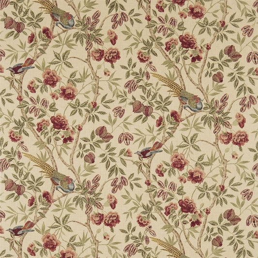 SANDERSON Abbeville Fabric Birds Russet,Sand   - DFAB223970