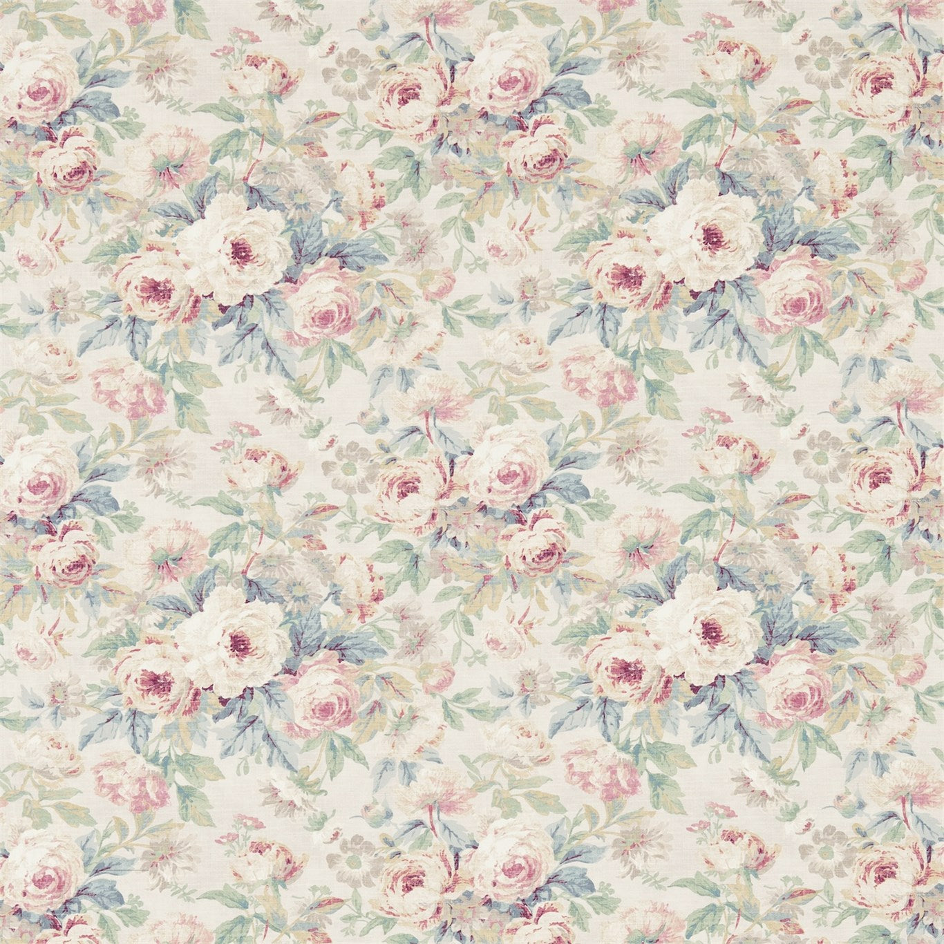 SANDERSON Amelia Rose Fabric Classic Floral Wedgwood,Rose   - DFAB223977