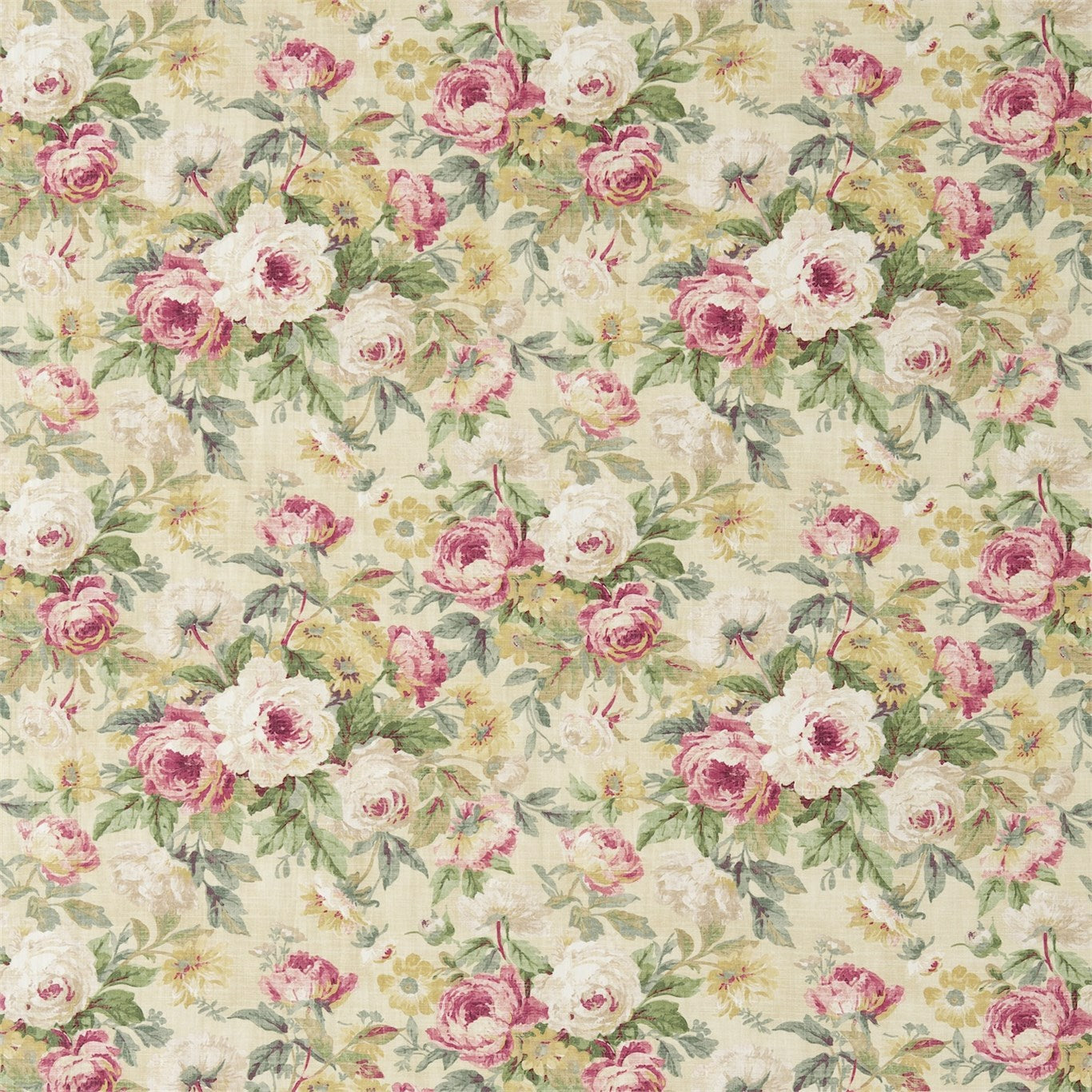 SANDERSON Amelia Rose Fabric Classic Floral Crimson,Gold   - DFAB223979