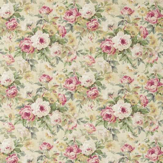 SANDERSON Amelia Rose Fabric Classic Floral Crimson,Gold   - DFAB223979