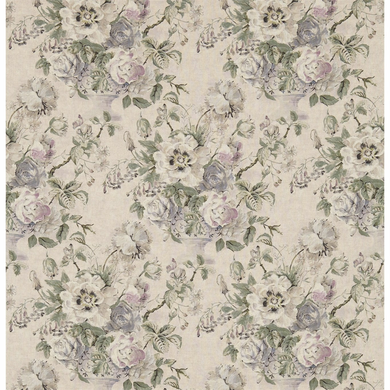 SANDERSON Giselle Fabric Classic Floral Silver,Pewter   - DFAB223982