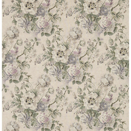 SANDERSON Giselle Fabric Classic Floral Silver,Pewter   - DFAB223982
