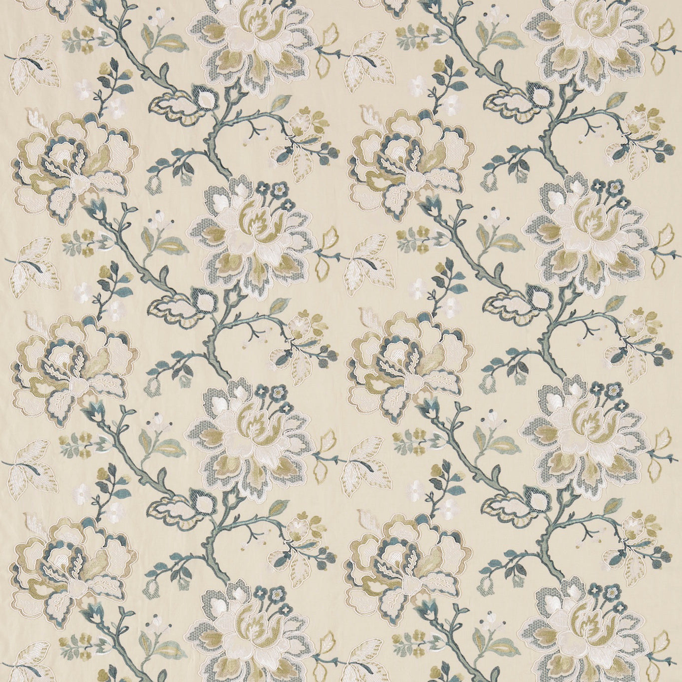 SANDERSON Angelique Fabric Contemporary, Floral Teal,Manila   - DFAB233995
