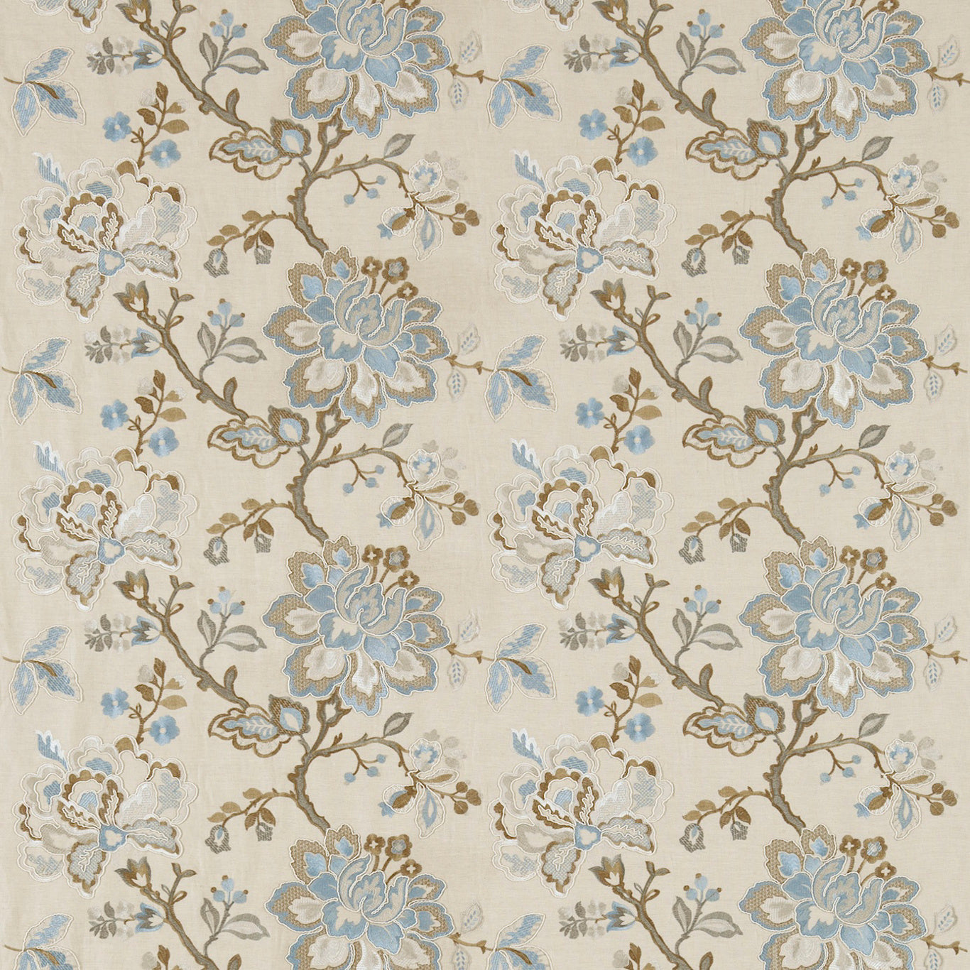 SANDERSON Angelique Fabric Contemporary, Floral Wedgwood,Sable   - DFAB233996
