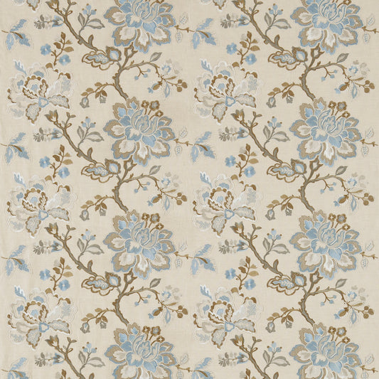 SANDERSON Angelique Fabric Contemporary, Floral Wedgwood,Sable   - DFAB233996