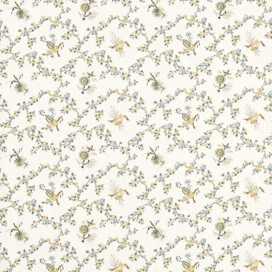 SANDERSON Trelliage Fabric Classic Floral Chamomile,Chalk   - DGDF227177