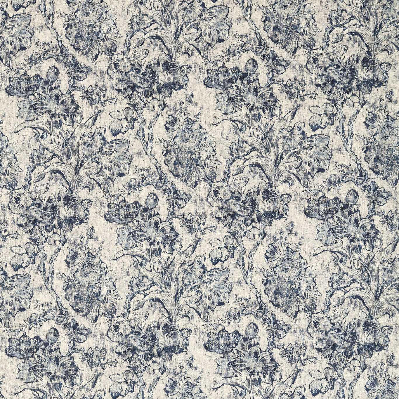 SANDERSON Fringed Tulip Toile Fabric Toile Woad   - DGDF227181