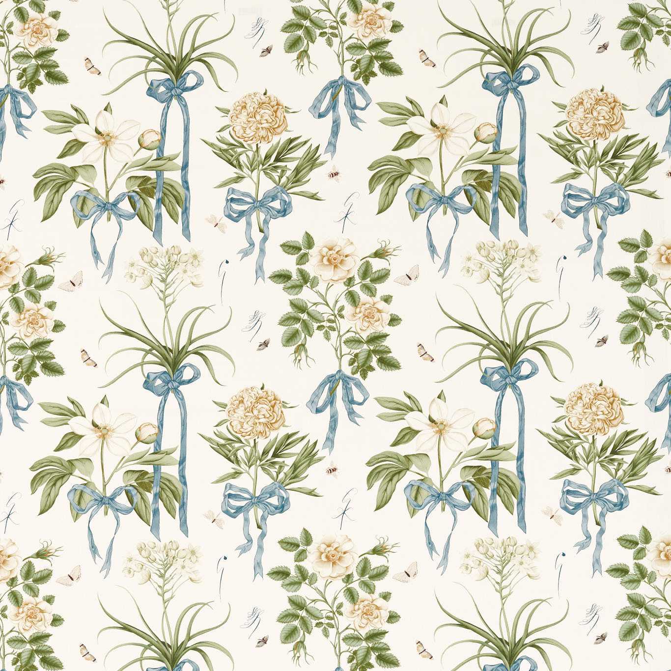SANDERSON Cupid`s Beau Fabric Contemporary, Floral Quince,Chalk   - DGDF227184