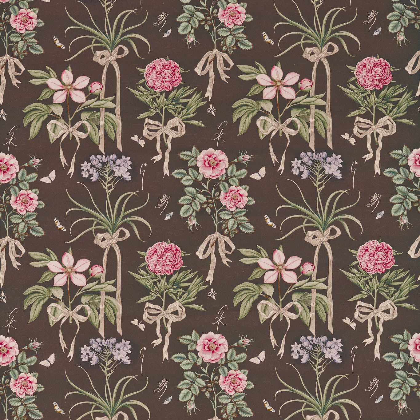 SANDERSON Cupid`s Beau Fabric Contemporary, Floral Morel,Mantle   - DGDF227186