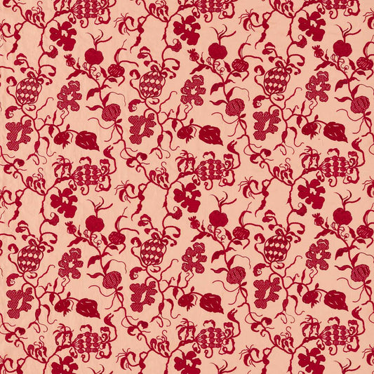 SANDERSON Mydsomer Pickings Fabric Classic Floral Conch,Madder   - DGDF237390