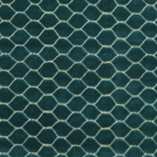 SANDERSON Faraday Velvet Fabric Geometric Malachite   - DGDV237415