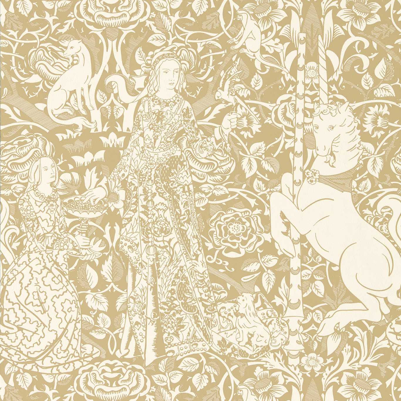 SANDERSON Aurelia`s Grail Wallpaper Contemporary, Floral Bone,Alabaster  Rotary Wide Width Printed Wallpaper - DGDW217299