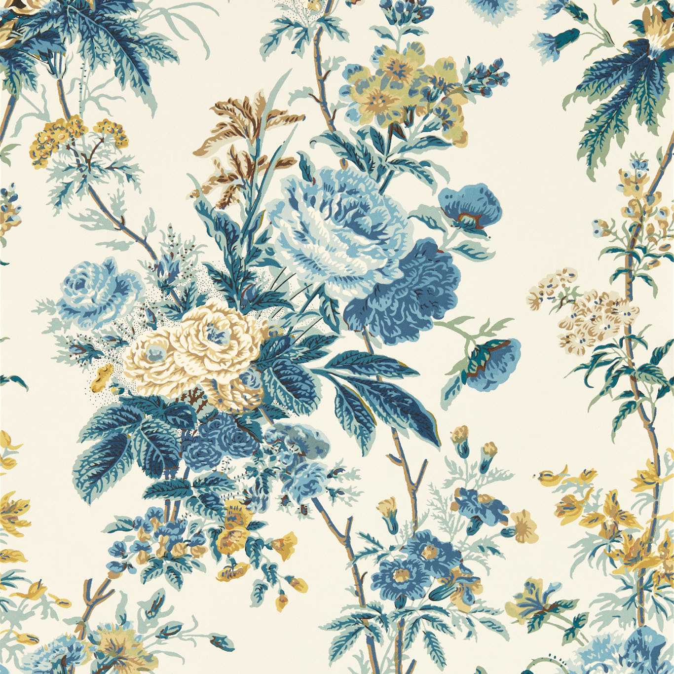 SANDERSON Lakeland Paradis Wallpaper Classic Floral Poppinjay,Lion  Digital Print Wallpaper - DGDW217304